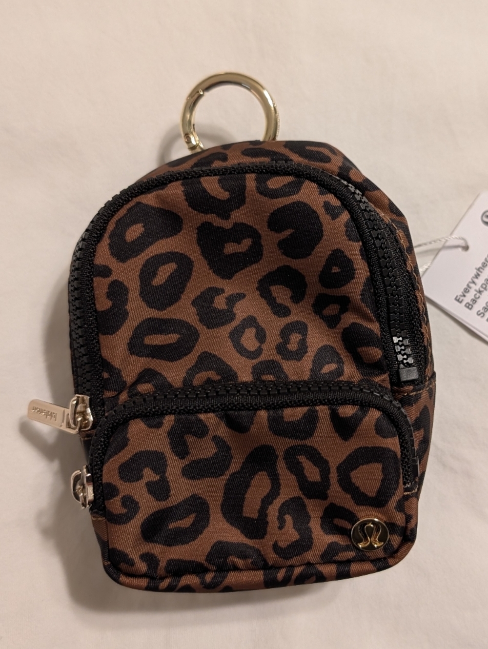 Lululemon Everywhere Backpack Nano - Leopard Print With Gold Hardware - Picture 2 of 5
